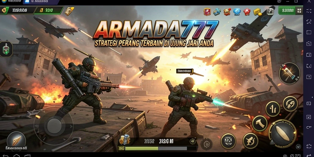 Screenshot ARMADA777 menampilkan aksi strategis di medan perang dengan tampilan grafis yang memukau.