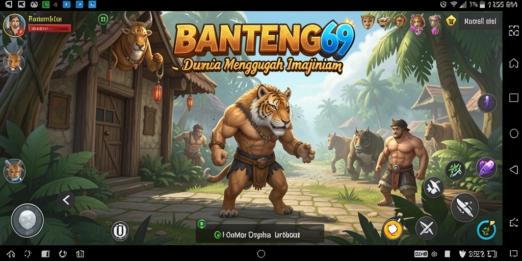 Screenshot permainan BANTENG69 yang menampilkan petualangan di dunia terbuka.