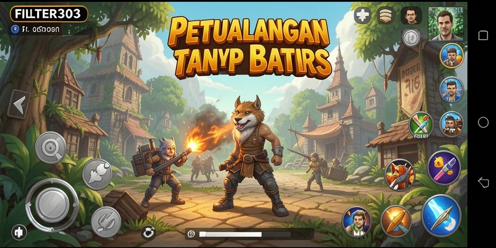 Gameplay FILTER303 menampilkan petualangan seru di dunia yang penuh warna.