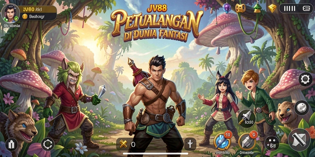 Tampilan permainan JV88 yang penuh aksi dan petualangan.