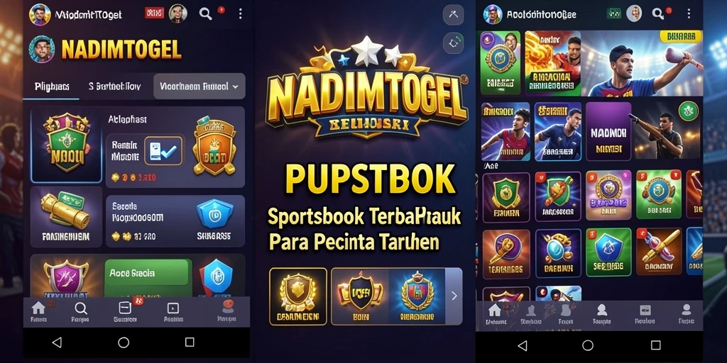 Tampilan antarmuka aplikasi NADIMTOGEL dengan fitur taruhan olahraga.