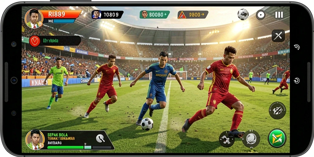 Tampilan gameplay seru dari game sepak bola RI889.