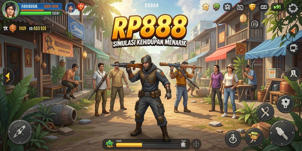 Tampilan gameplay menakjubkan dalam RP888 menunjukkan interaksi dan kreativitas pemain.