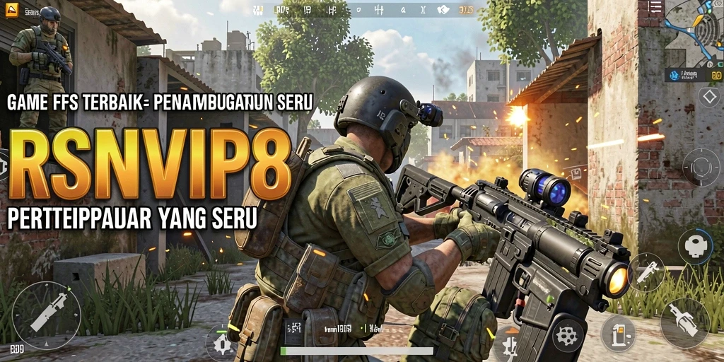 Screenshot menampilkan aksi tembak-menembak yang intens dalam RSNVIP8.