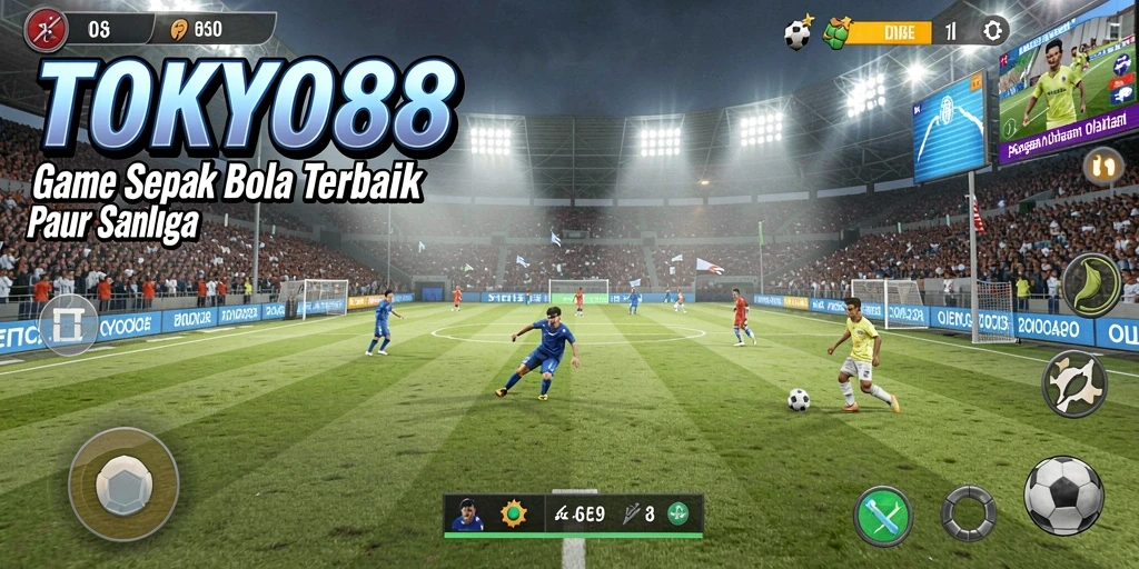 Tampilan gameplay menegangkan di lapangan sepak bola.